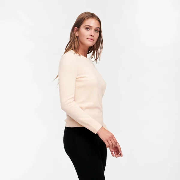 The Essential Cashmere Sweater Womens White, Xxs by NAADAM