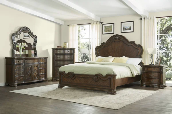 Steve Silver Royale Brown Cherry 9-Drawer Dresser and Mirror