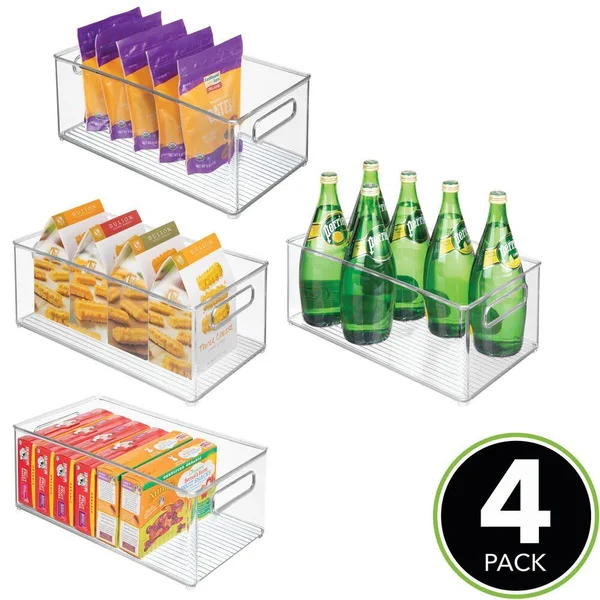 mDesign Deep Plastic Kitchen Storage Organizer Container Bin with Handles for