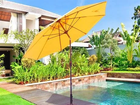 Galtech Quick Ship Aluminum 9 Foot Crank Lift Manual Tilt Umbrella - 636MB-61