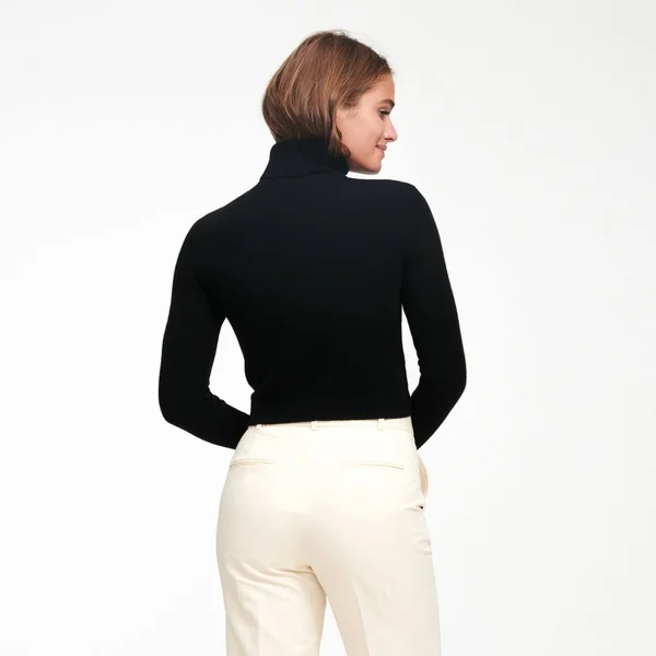 NAADAM Cashmere Cropped Turtleneck in Orange Rust, XL