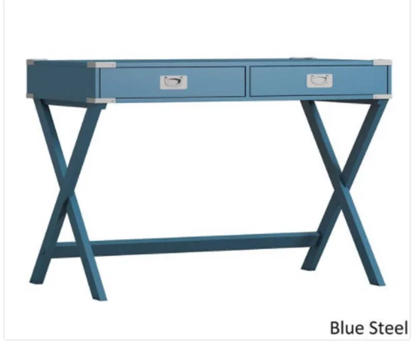 Chelsea Lane X-Base Campaign Desk - Multiple Colors, Blue