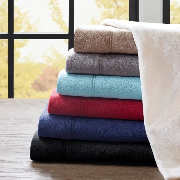 Porch & den Herron Stain Resistant Fleece Sheet Set (King - Black)