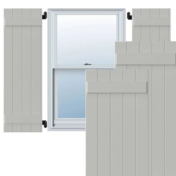 Ekena Millwork CWB18X058WHC 18x22W x 58x22H Exterior Five Board (2 Batten) Composite Board-n-Batten Shutters (Per Pair), White