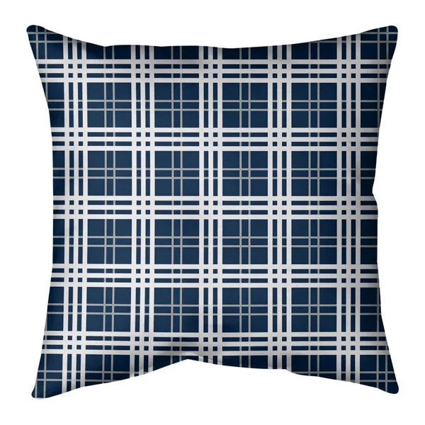Seattle Football Luxury Plaid Accent Pillow-Poly Twill - 18 x 18 - College Navy/Wolf Gray/White