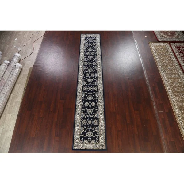 Navy Blue Floral Traditional Turkish Tabriz Area Rug Oriental Carpet - 2&7x22 x 12&0x22