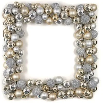Mixed Ball PVC Wreath The Holiday Aisle Size: 24x22 H x 24x22 W x 3x22 D, Wreath Color: Gold/Silver