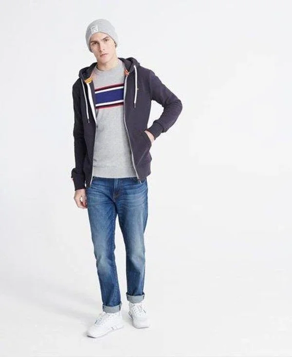 Superdry Men's Orange Label Ziphood Navy Size: XXL