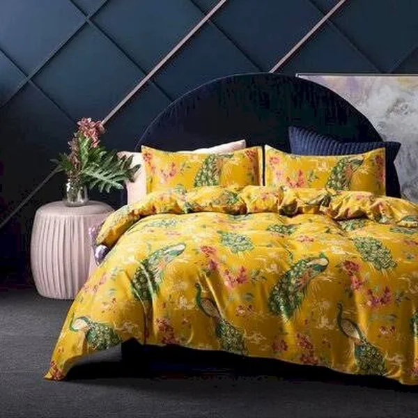 Citrine Peacock Sakura Blossom Duvet Cover Set World Menagerie Size: Oversized