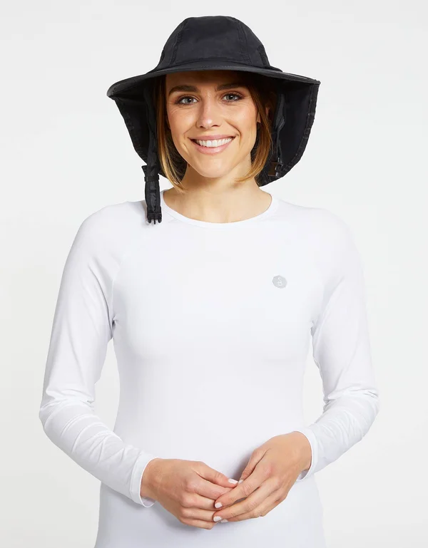 Water Sports Sun Hat UPF50+ for Women Black