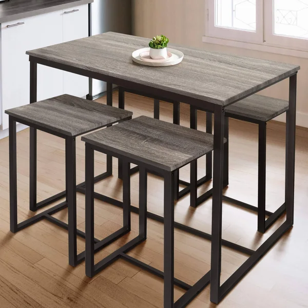 Zenvida 5 Piece Bistro, Pub Table Set with 4 Stools