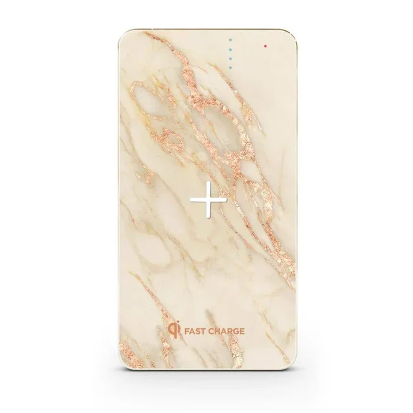 8000mAh Marble Wireless Charging Power Bank - Gold by Caseco