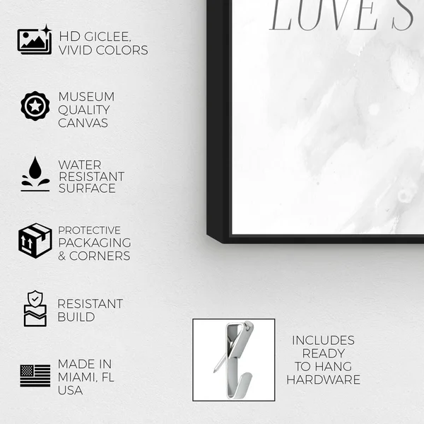Oliver Gal 'My Favorite Love Story' Typography and Quotes Wall Art Framed Canvas Print Family Quotes and Sayings - Gray - Gold