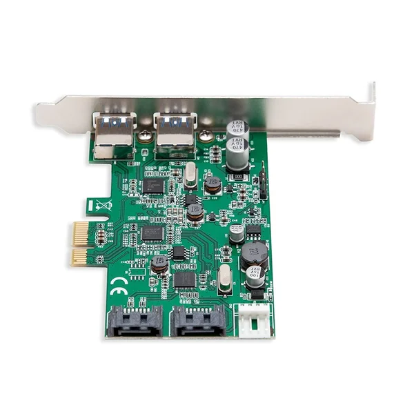 Syba, SD-PEX50063, 2-Port USB 3.0 and 2 Port SATA III PCIe 2.0 Card