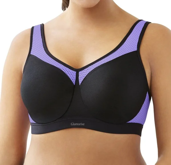 Glamorise High Impact Underwire Sports Bra Black/Purple 44F Women's