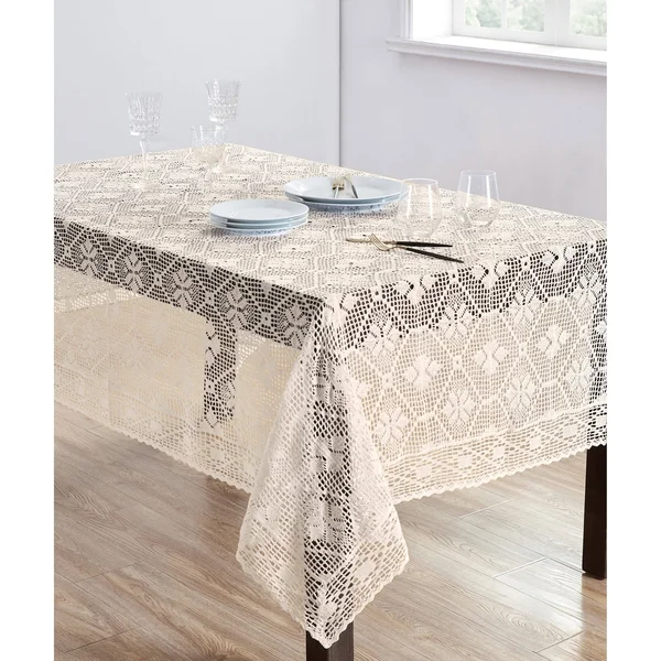 Crochet Design Tablecloth - Saro Lifestyle 9820.E6588B