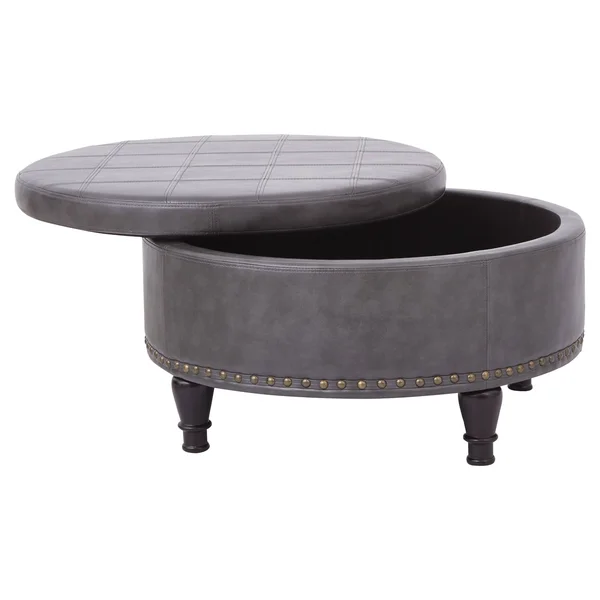 Office Star Pewter Augusta Storage Ottoman