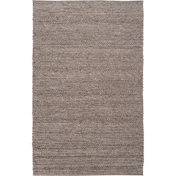 Hand-Woven Casual Solid Beige Bedford Wool Area Rug - 2& x 3& Brown