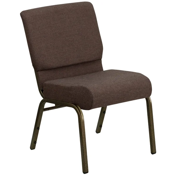 Lancaster Home Hercules Series Vein Frame 21-Inch Extra Widefabric Stacking Church Chair with 4-Inch Thick Seat - Gold