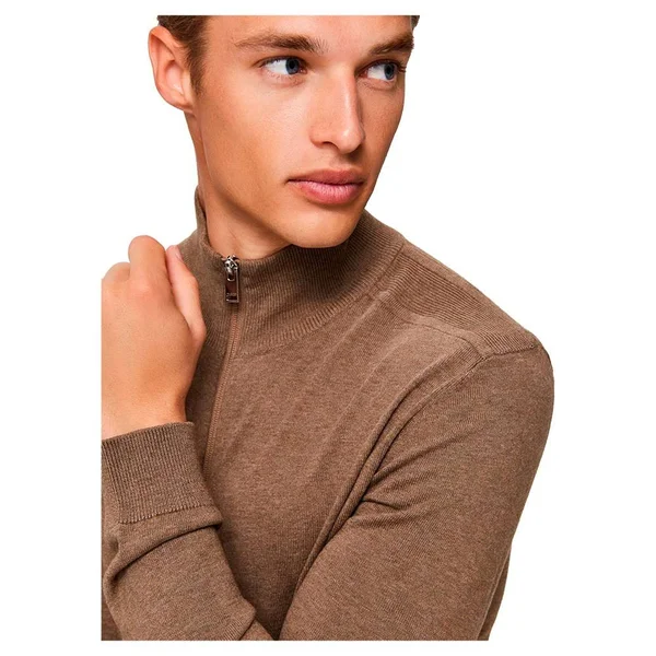Selected Homme Pima Cotton Full Zip Cardigan, Neutral