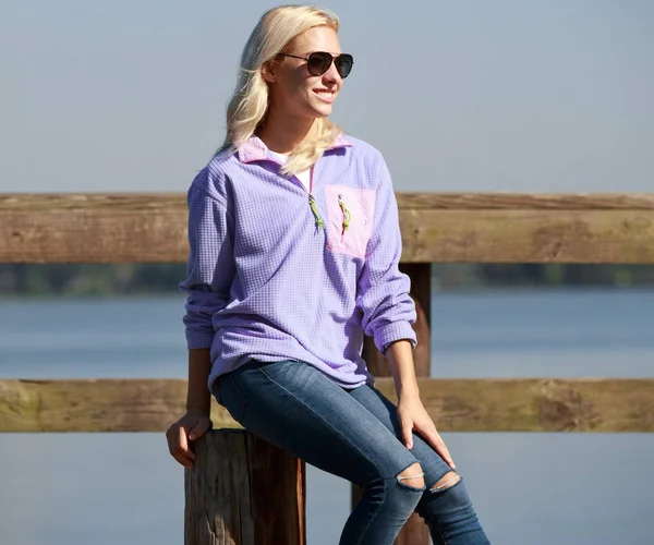 Southern Marsh FieldTec Dune Seersucker Lilac S Mens Pullover