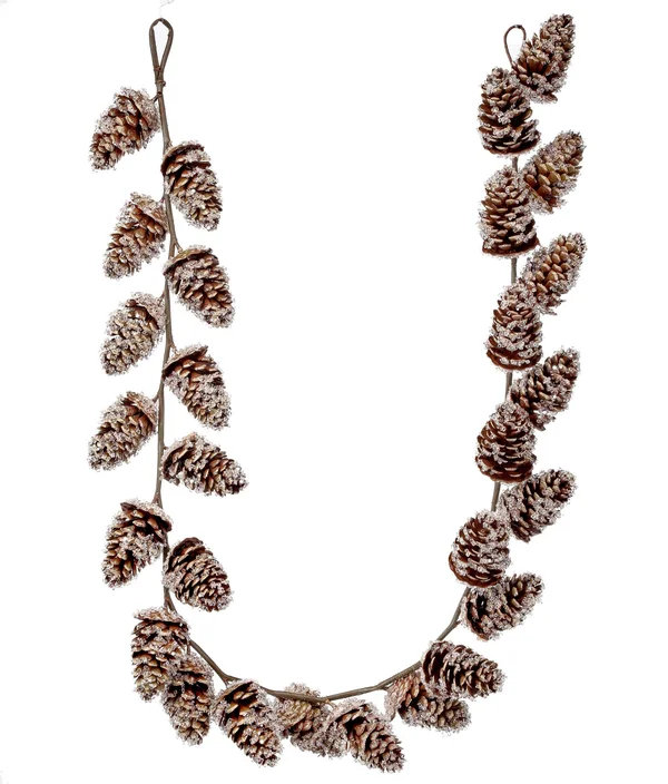 5& Brown Iced Pine Cone Artificial Christmas Garland - Unlit