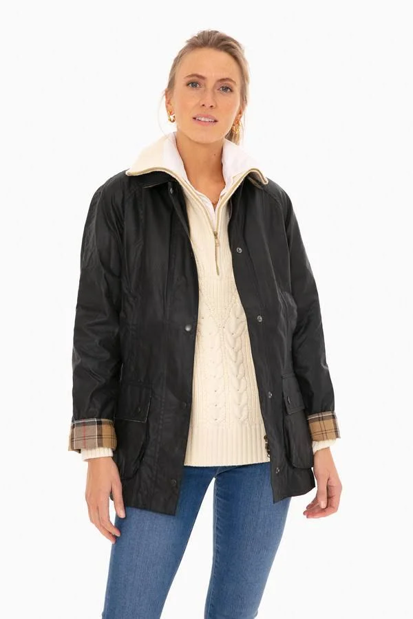 Barbour Navy Beadnell Wax Jacket - Navy, 0 (UK 4)