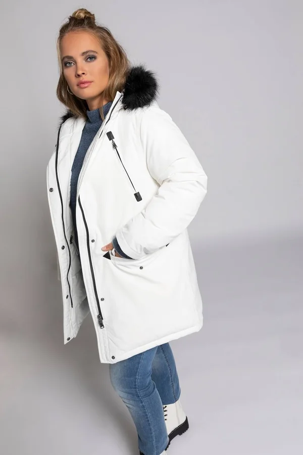 Plus Size Parkas, Woman, White, Size: 12/14, polyester/synthetic fibers, Ulla Popken