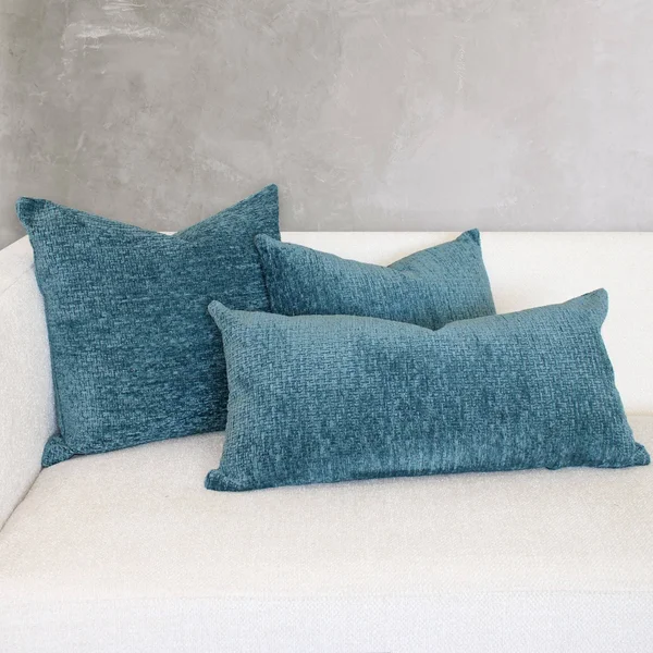 Rodeo Home Katana Textured Chenille Decorative Pillow with Insert - 22x22 x 24x22 - Denim