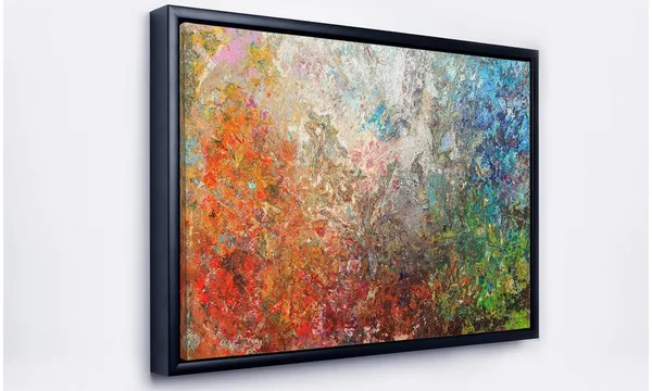 Designart ' Board Stained Abstract Art ' Abstract Framed Canvas Art Print - Size: 34 inch x 18 inch