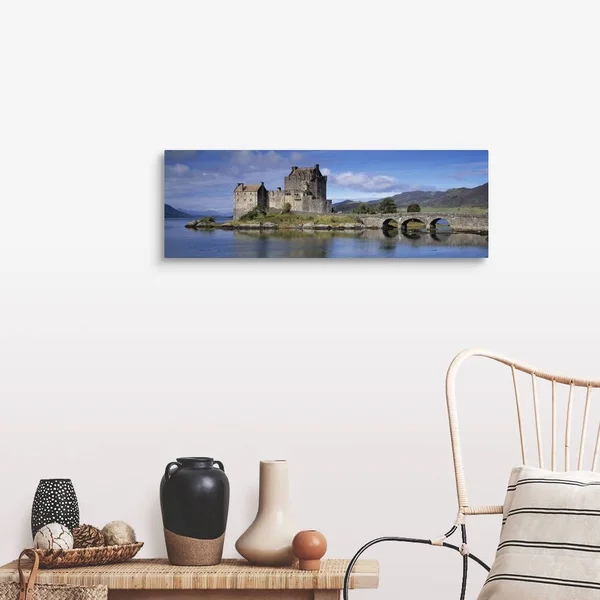 Castle on An Island Eilean Donan Loch Duich Dornie Highlands Region Scotland - Canvas Wall Art, 36x12, Great Big Canvas