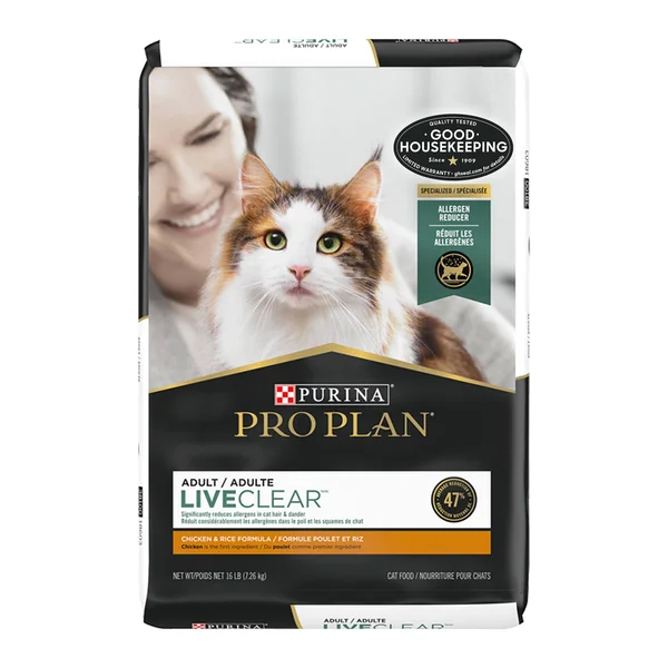 Purina Pro Plan with Probiotics, High Protein LIVECLEAR Chicken & Rice Formula Dry Cat Food, 16 lbs.
