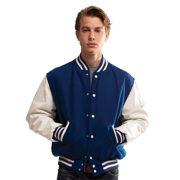 Holloway 224183 Varsity Jacket - Black-Black-White