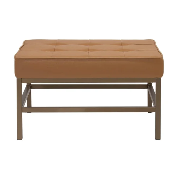 Studio Designs Home Ashlar Tufted Leather Ottoman - Black