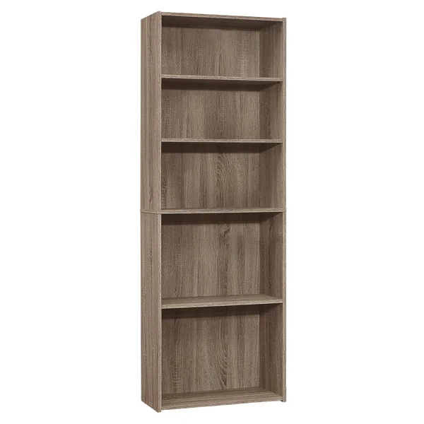 71.25x22 Taupe Brown Contemporary 5 Shelves Rectangular Bookcase