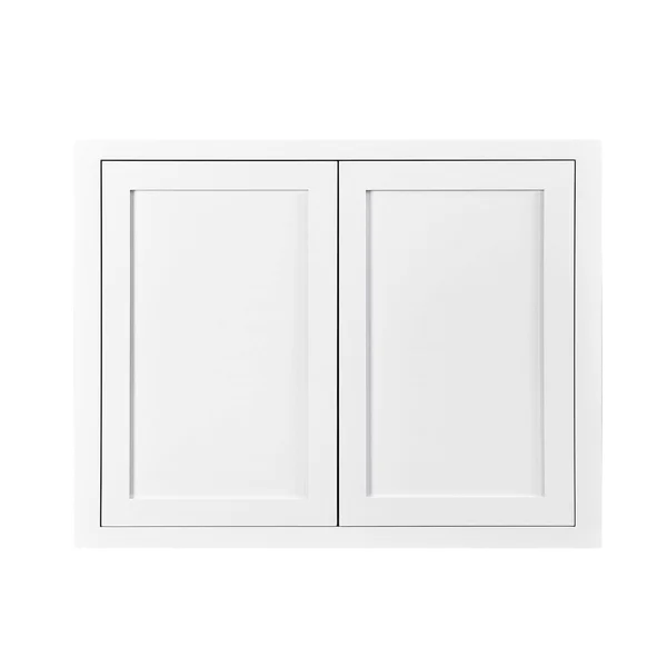 RTA Wholesalers 24 inch Wide 30 inch Tall 14 inch Deep Kitchen Cabinet Snow White Inset Shaker - Double Door - Unassembled