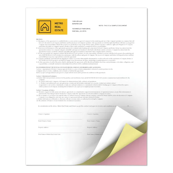 Xerox Bold Digital Carbonless Paper - 8 1/2 x 11, White/Canary/Pink