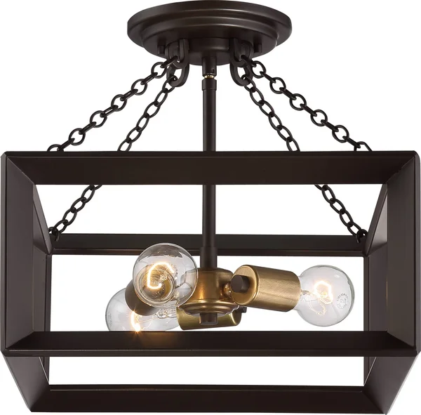 Quoizel BKH1714WT Brook Hall Semi Flush Mount Light, Western Bronze