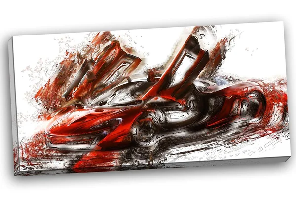 Design Art Burnt Red Sports Car - 32 inch x 16 inch