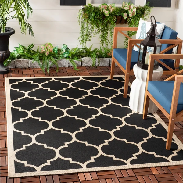 Safavieh Courtyard CY6914-266 5&3x22 x 7&7x22 Black - Beige Area Rug