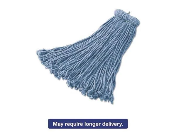 Rubbermaid Premium Bolt-On Cut-End Blended Mop - 20 oz, Blue, 12/Carton