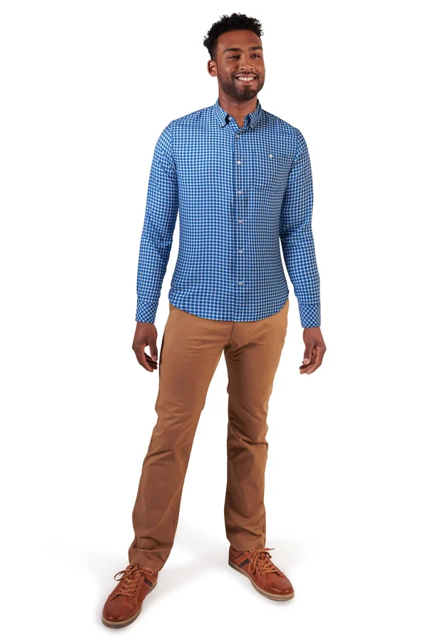 Mountain Khakis Men's Passport EC Long Sleeve Shirt, Summer Red