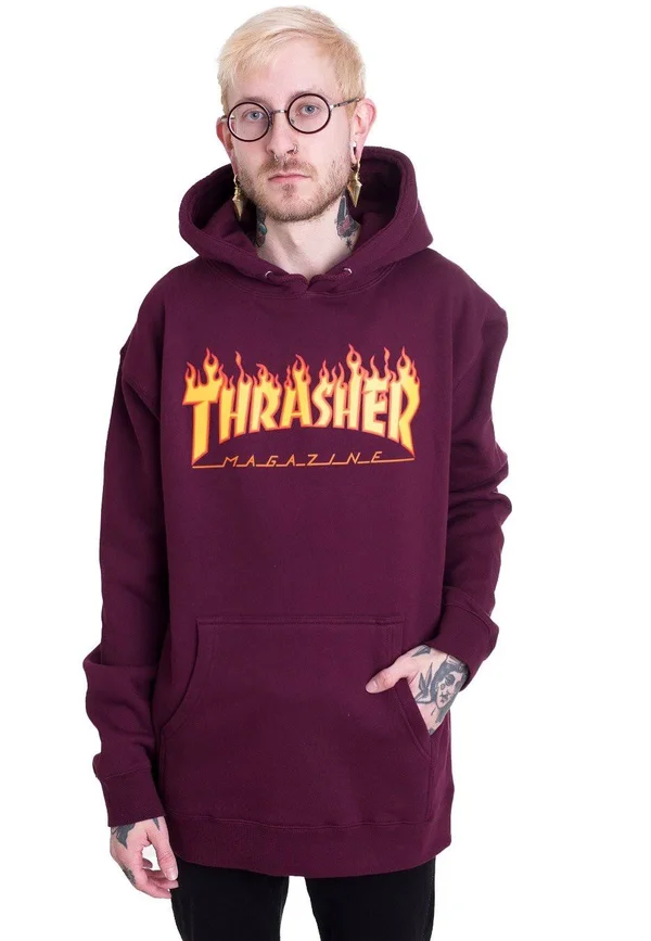 Thrasher Flame Hoodie - Maroon
