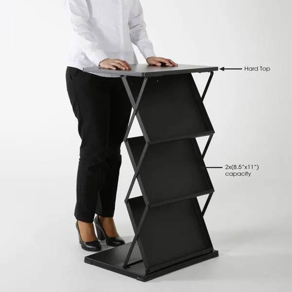Mu0026t Displays Foldable Counter with Steel Literature Holder and Carrying Bag, Magazine Rack, Brochure Display Stand, Catalog