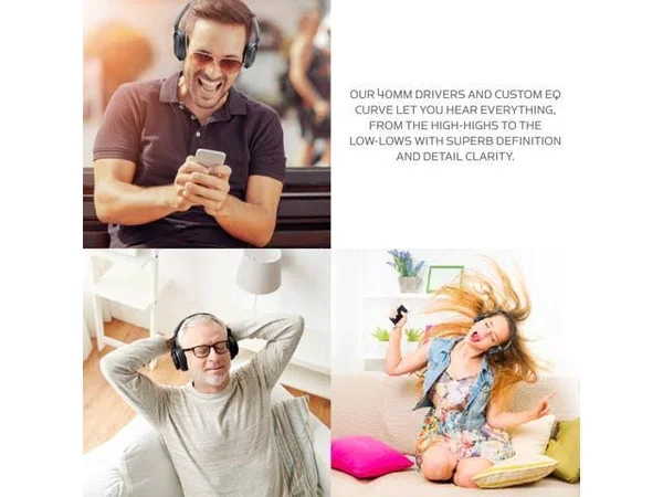 Miccus Wireless Bluetooth V4.2 Over Ear Headphones with Mic, aptX Headset Low