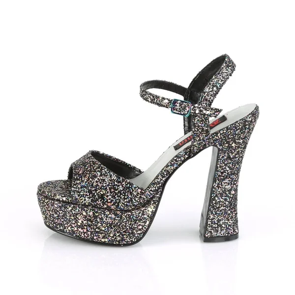 Pleaser Dolly-09, 5x22 Chunky Heel Platform Sandal - Black PU 6