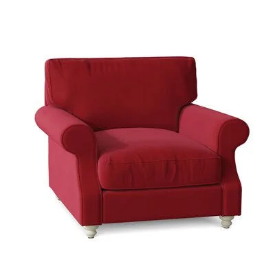 Huxley 39x22 Wide Down Cushion Armchair Birch Lane Body Fabric: Hanover Concrete - Leg Color: White