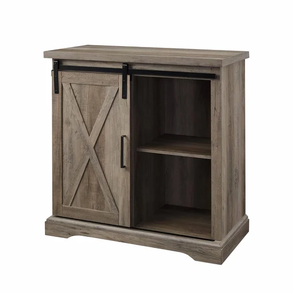 HumbleNest Farmers Market 32 in. Rustic Sliding Barn Door Accent Console