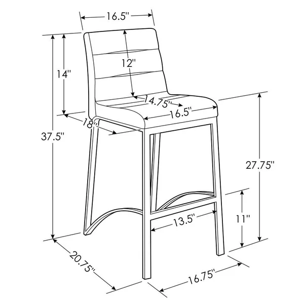 Lynx Counter Height Contemporary Bar Stool with Metal Base - Grey