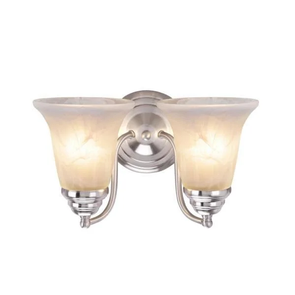 Aspen Creative 62134, Two-Light Metal Bathroom Vanity Wall Light Fixture, 12x22 Wide, Transitional Design in Brushed Nickel with